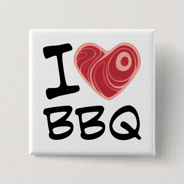 I Love BBQ 15 Cm Square Badge (Front)