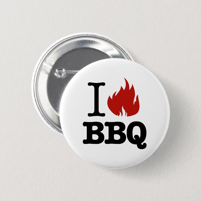 I Love BBQ  6 Cm Round Badge (Front & Back)