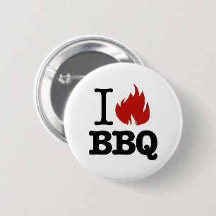 I Love BBQ  6 Cm Round Badge