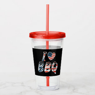 I love BBQ, American patriotic Acrylic Tumbler