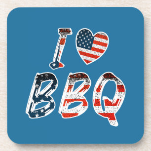 I love bbq, American patriotic Coaster