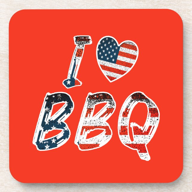 I love bbq, American patriotic Coaster (Front)