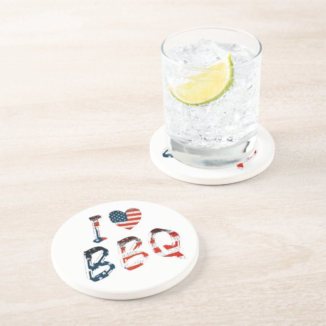 I love bbq, American patriotic Coaster (Side)