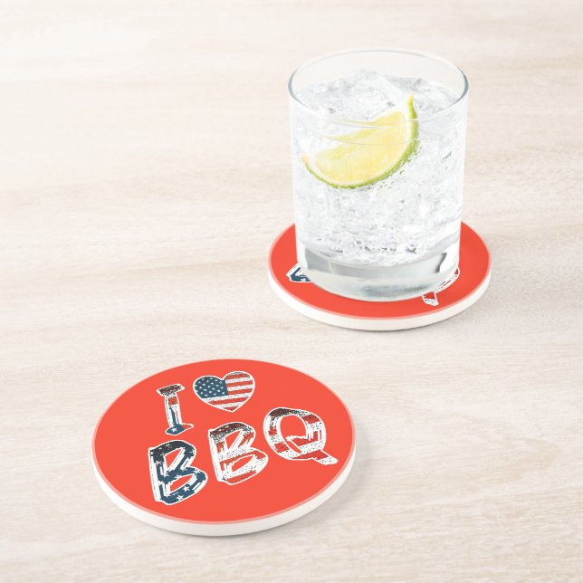 I love bbq, American patriotic Coaster (Side)