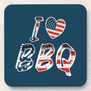 I love bbq, American patriotic Coaster