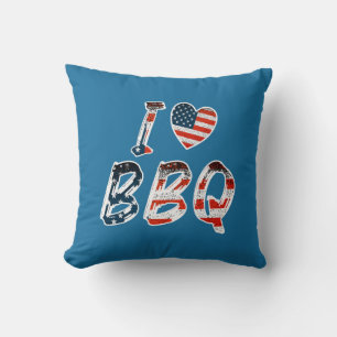 I Love BBQ, American Patriotic Cushion