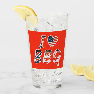 I love BBQ, American patriotic Glass