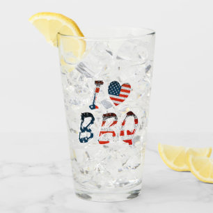 I love BBQ, American patriotic Glass