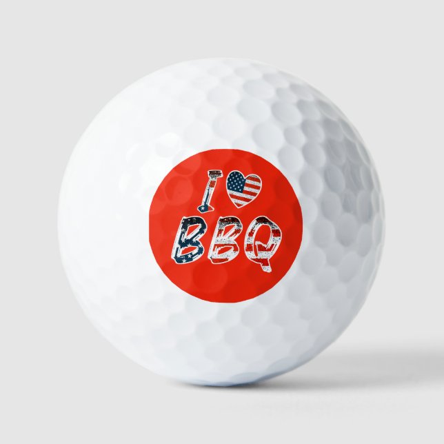 I Love BBQ, American Patriotic Golf Balls (Front)