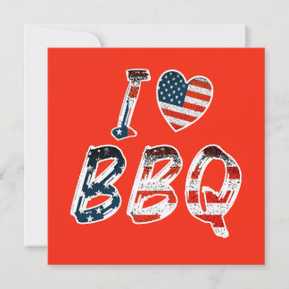 I love BBQ, American patriotic invitation card