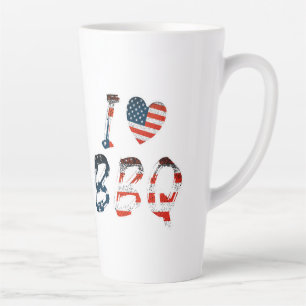 I love BBQ, American patriotic Latte Mug