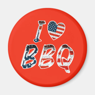 I Love BBQ, American Patriotic Magnet
