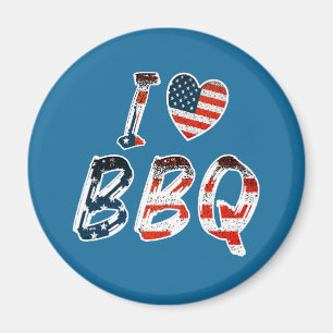 I Love BBQ, American Patriotic Magnet