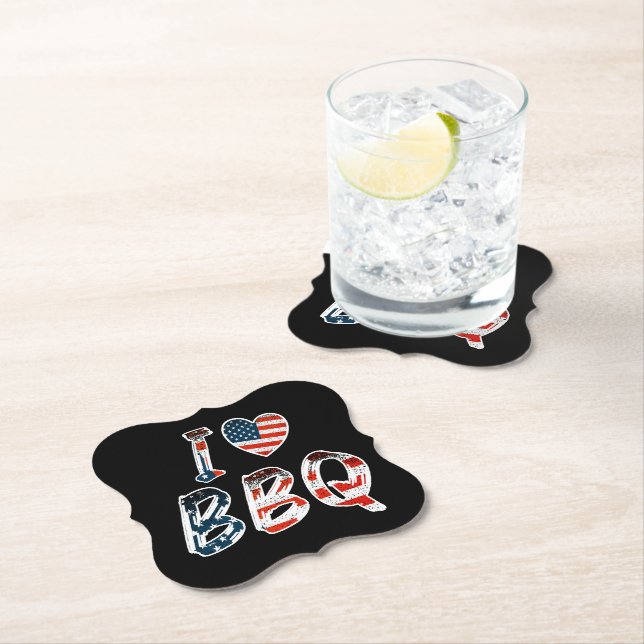 I love bbq, American patriotic Paper Coaster (Insitu)