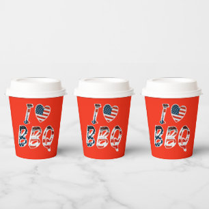 I love BBQ, American patriotic Paper Cups