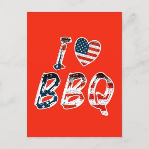 I love BBQ, American patriotic Postcard