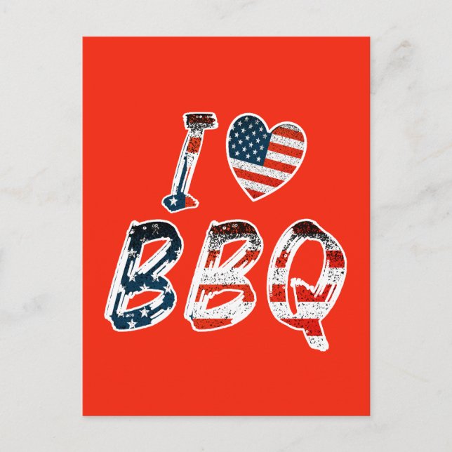 I love BBQ, American patriotic Postcard (Front)
