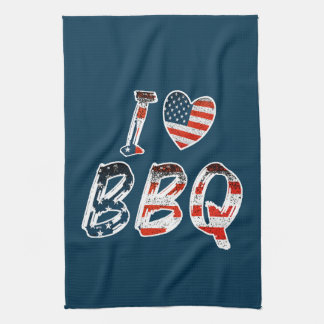 I Love BBQ, American Patriotic Tea Towel