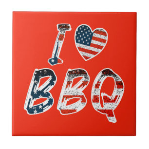 I love bbq, American patriotic Tile