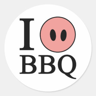 I Love BBQ Classic Round Sticker