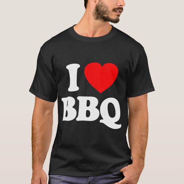 I Love BBQ Heart Funny  T-Shirt (Front)