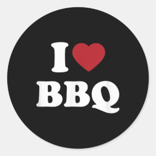 I Love Bbq, I Heart Bbq Classic Round Sticker
