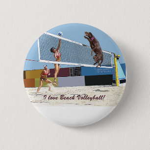 I love beach volleyball 6 cm round badge