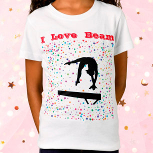 I Love Beam Girls Gymnastics Balance Beam Gymnast T-Shirt