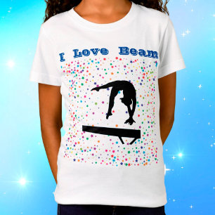 I Love Beam Girls Gymnastics Balance Beam Gymnast T-Shirt