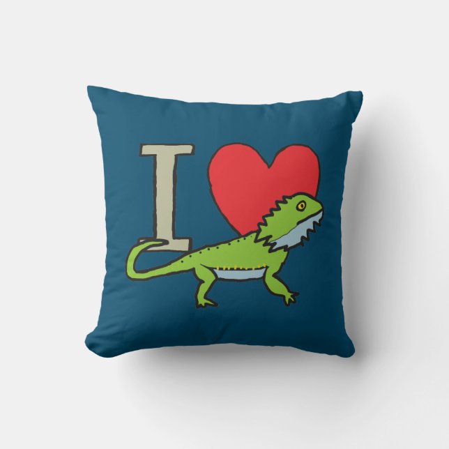 I Love Bearded Dragons Cushion (Front)