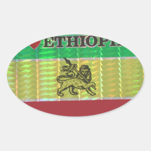 I love Beautiful Ethiopia National Flag Colour Art Oval Sticker