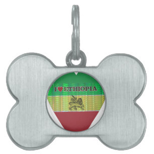 I love Beautiful Ethiopia National Flag Colour Art Pet ID Tag