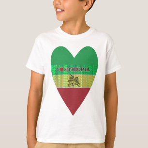 I love Beautiful Ethiopia National Flag Colour Art T-Shirt