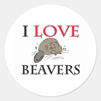 I Love Beavers Classic Round Sticker