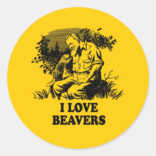 I Love Beavers Classic Round Sticker (Front)