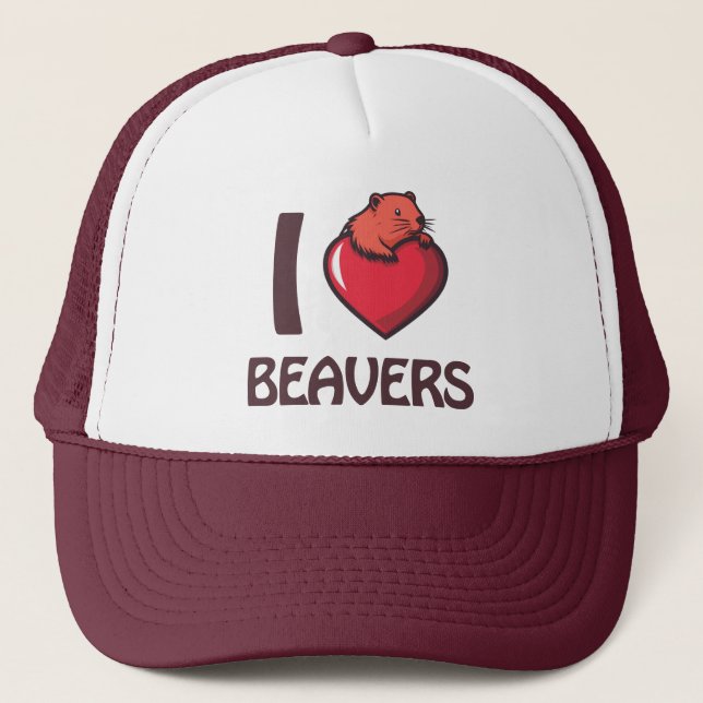 I love Beavers Trucker Hat (Front)
