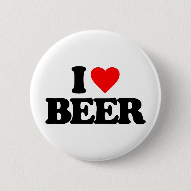I LOVE BEER 6 CM ROUND BADGE (Front)