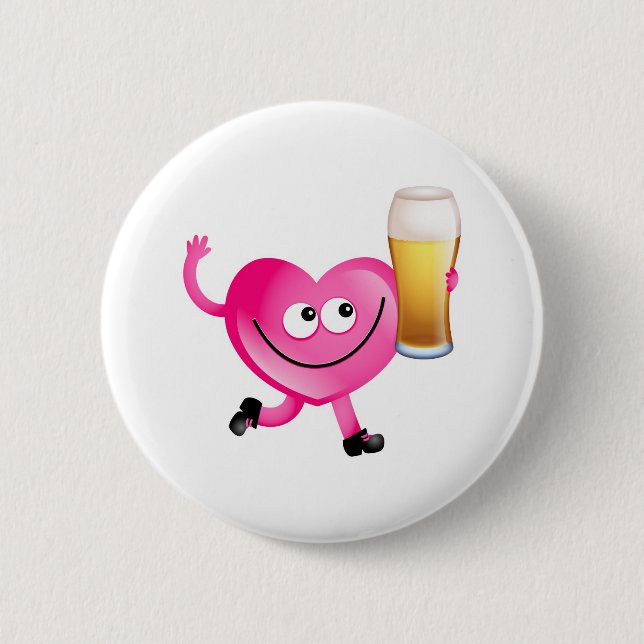 I Love Beer 6 Cm Round Badge (Front)