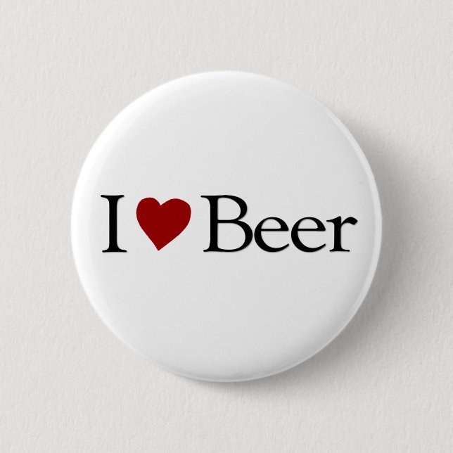 I Love Beer 6 Cm Round Badge (Front)
