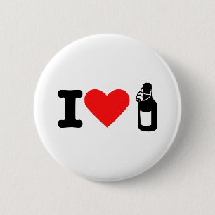 I love beer 6 cm round badge