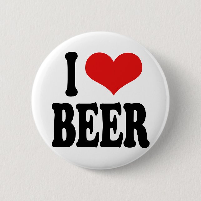 I Love Beer 6 Cm Round Badge (Front)