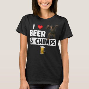 I Love Beer and Chimps Drinking Chimpanzee Monkey T-Shirt
