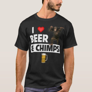 I Love Beer and Chimps Drinking Chimpanzee Monkey T-Shirt