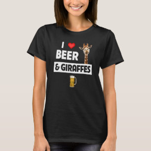 I Love Beer and Giraffes Drinking Glass Safari Ani T-Shirt