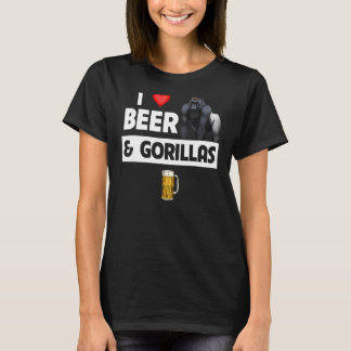 I Love Beer and Gorillas Drinking Ape Wildlife Mon T-Shirt