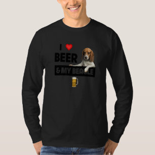 I Love Beer And My Beagle Mum Dad Hunting Dog Drin T-Shirt