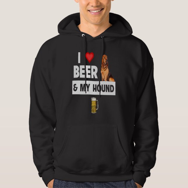 I Love Beer and My Bloodhound Hunting Dog Mom Dad  Hoodie (Front)