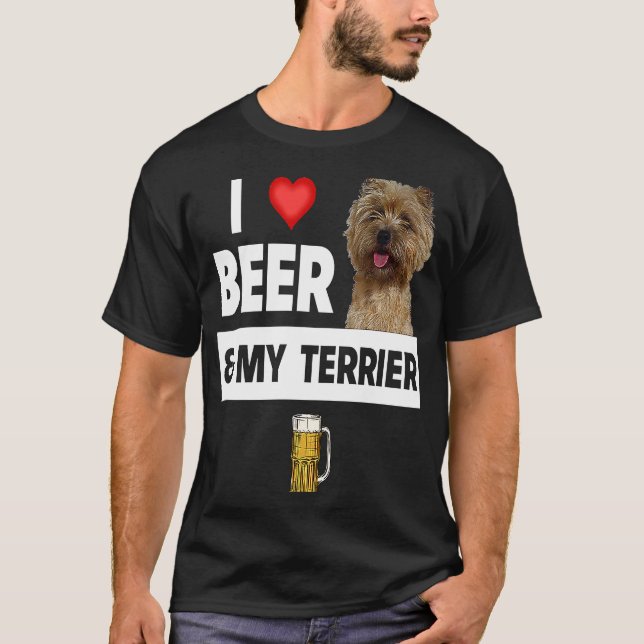 I Love Beer and My Cairn Terrier Dog Mom Dad Drink T-Shirt (Front)