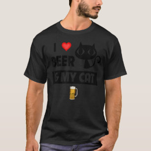 I Love Beer And My Cat Mum Dad  Drinking Feline T-Shirt