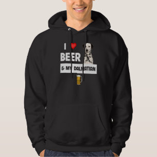 I Love Beer And My Dalmatian Mum Dad Dog Drinking Hoodie